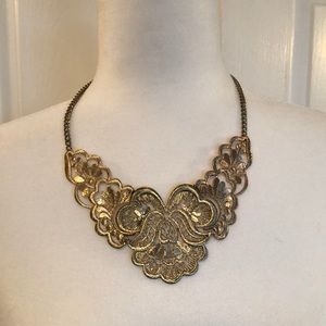 Boho Gold floral statement necklace